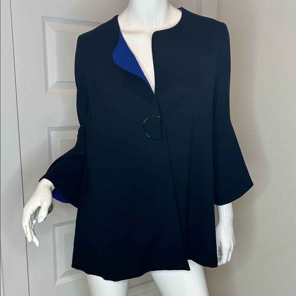 IC by Connie K Elegant Black Jacket with Blue Lining.